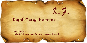 Kopácsy Ferenc névjegykártya