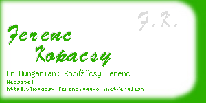 ferenc kopacsy business card